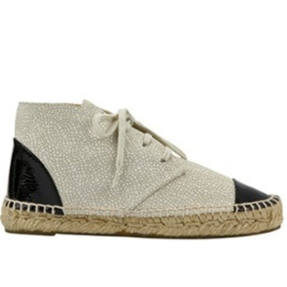 Crackled Calfskin High Top Espadrilles  w/ shoelaces, US 9 made in Spain,